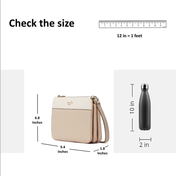 Kate Spade Leila Colorblock Triple Gusset Crossbody Warm Beige Mint New - Picture 9 of 10